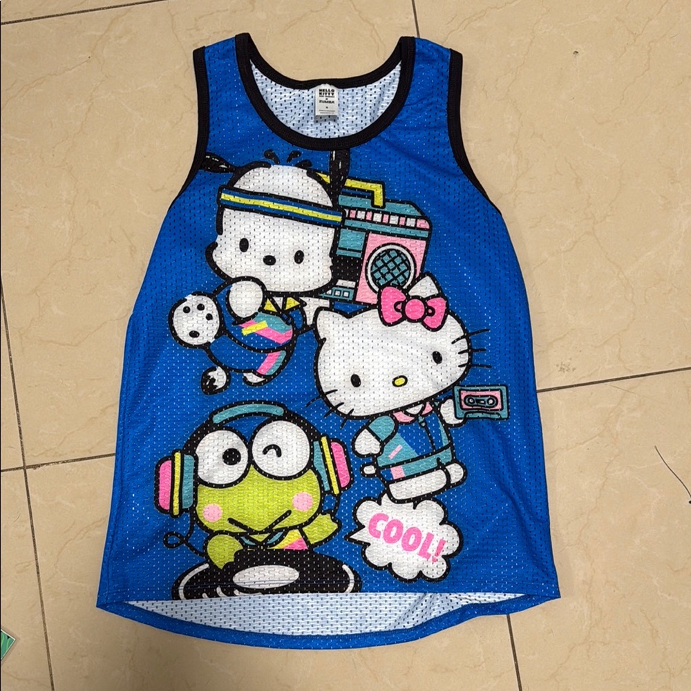Hello Kitty Blue and Black Tank Top Size Small